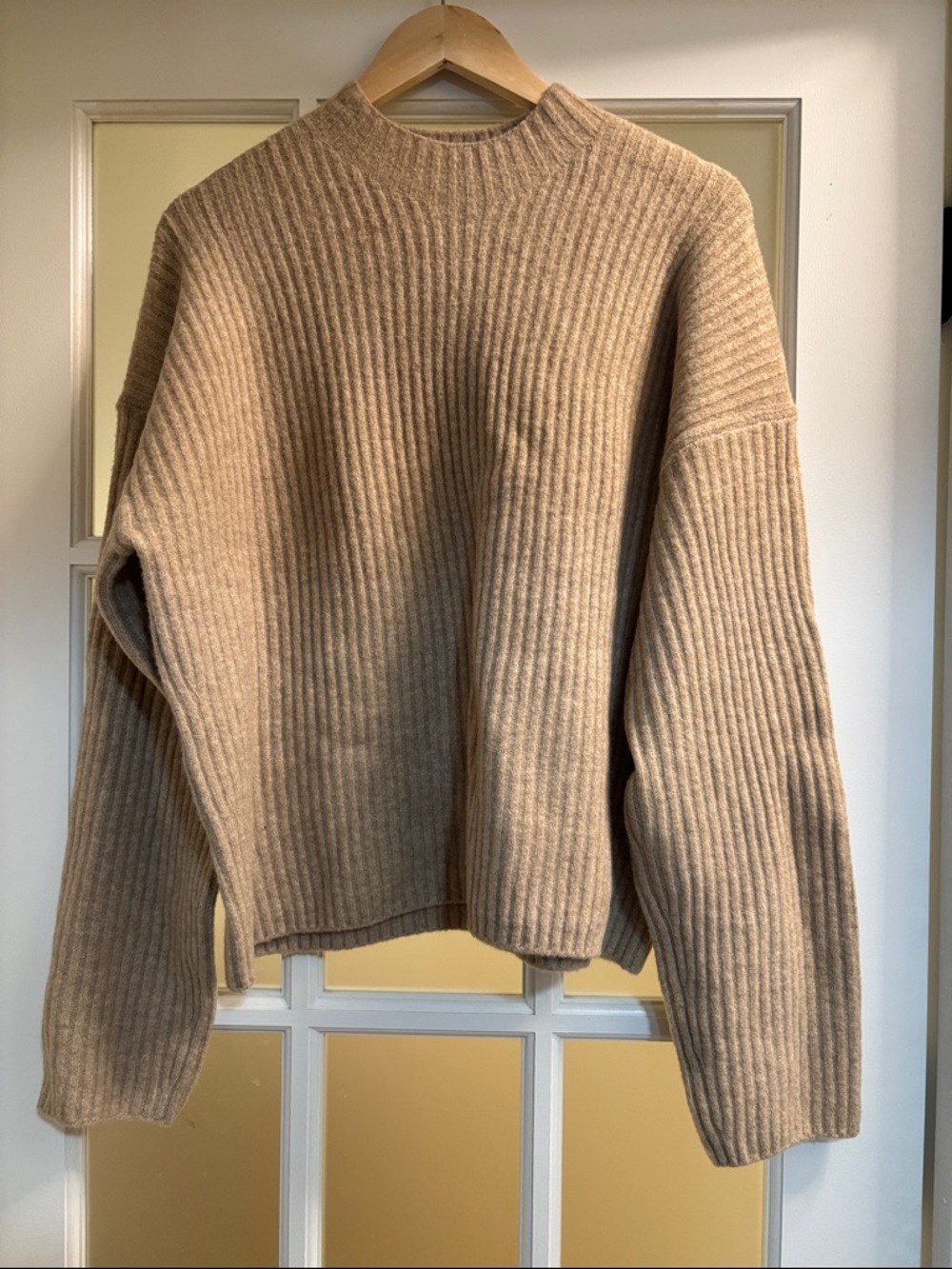 Uniqlo Ribbed Mock Neck Sweater - Camel Brown